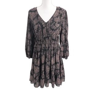Ann Taylor NEW Womens Size 8 Ruffled Hem Long Sleeve Floral Print Dress
